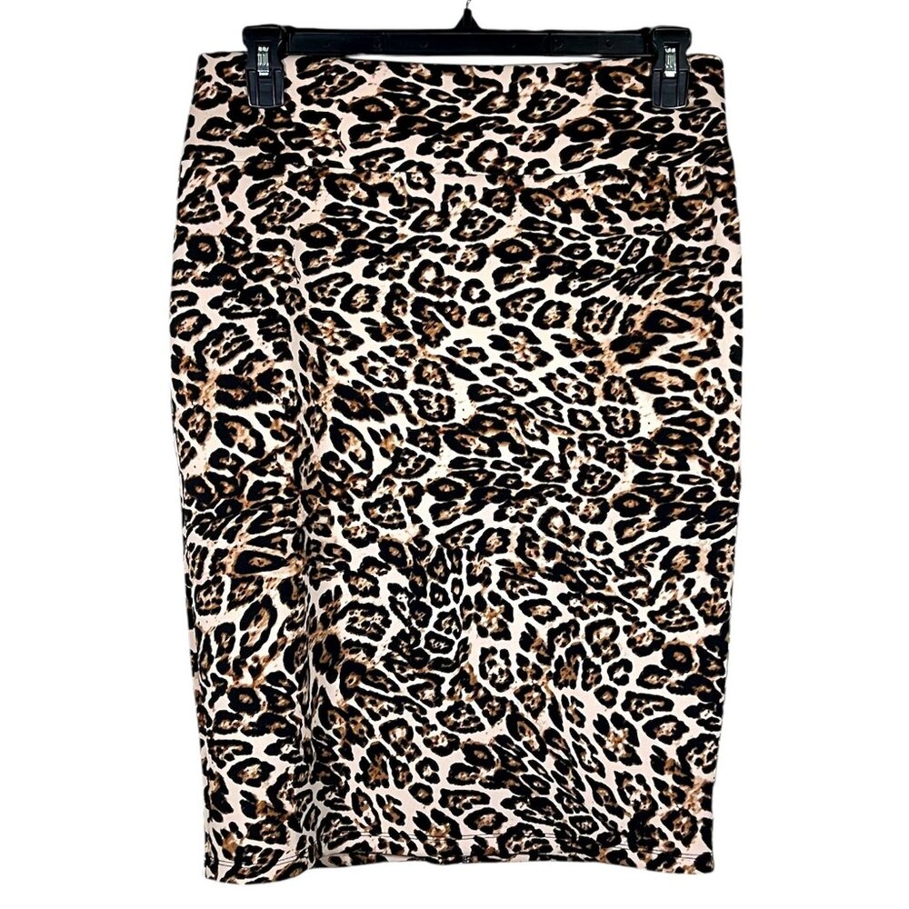 International Concepts Leopard Print Straight Skirt Women's Size L